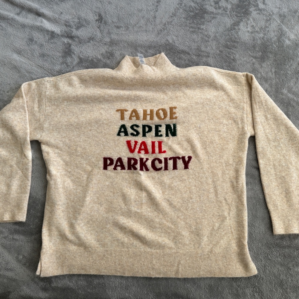Lou & Grey Cream Sweater with Brown Text